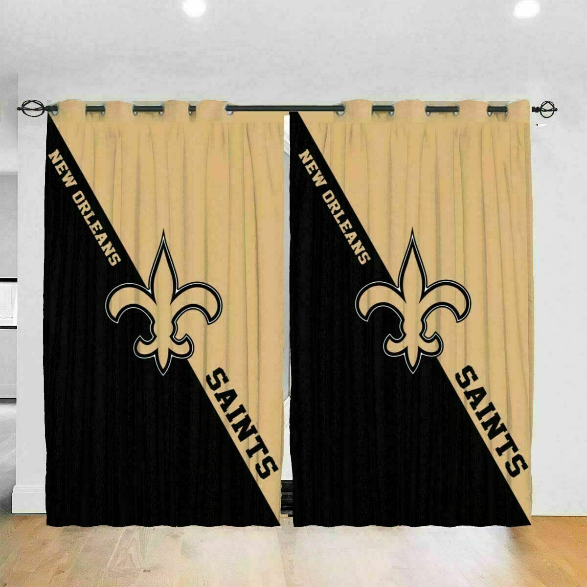 New Orleans Saints Blackout Curtains 2 Panels Thicken Thermal Window Drapes 2PCS 2022,