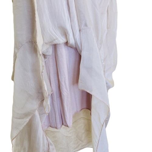 Angela Mara Silk Blend Flowy Dress Sleeveless Blush Pink Lace Made in Italy Sm - Picture 4 of 7