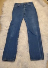 Wrangler Vintage Women 33 ×36 Dark Wash USA Made Denim Mom Jeans Cotton Zip Blue