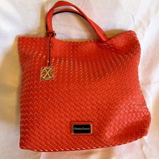 Christian Lacroix Purse - Woven Design - Salmon / Coral Handbag