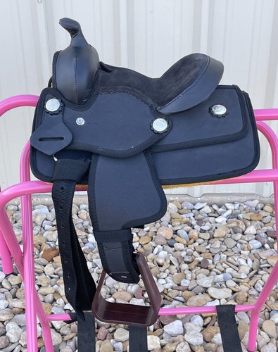 Kid Western New Generation Horse Synthetic Saddle - 8" - Blue/Black/Brown/Purple - Picture 3 of 18