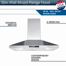 30" Wall Mount Range Hood Touch Control 450CFM Kitchen Stove Vented Sliver New