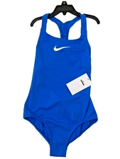 Nike Swim Girl's Solid Racerback Swimsuit (S-M-L) NESSB711-458 Photo Blue