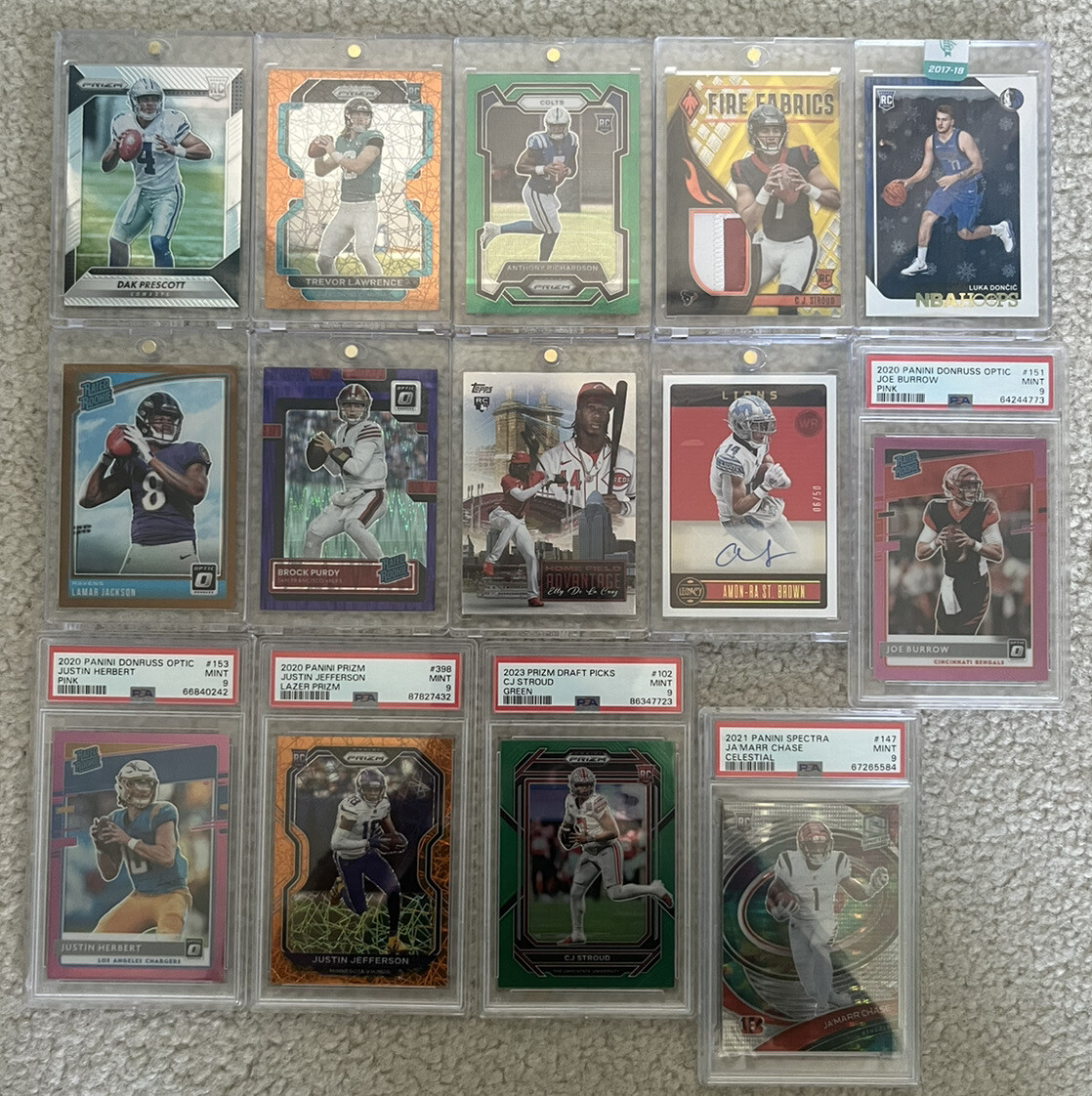LOT OF 15 HIGH END SPORTS CARDS, GRADED, RC, INSERTS, PARALLELS, AUTOS