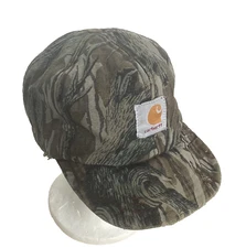 Vtg Carhartt Mossy Oak Trapper Hat Insulated USA  Ear Flaps Distressed Medium