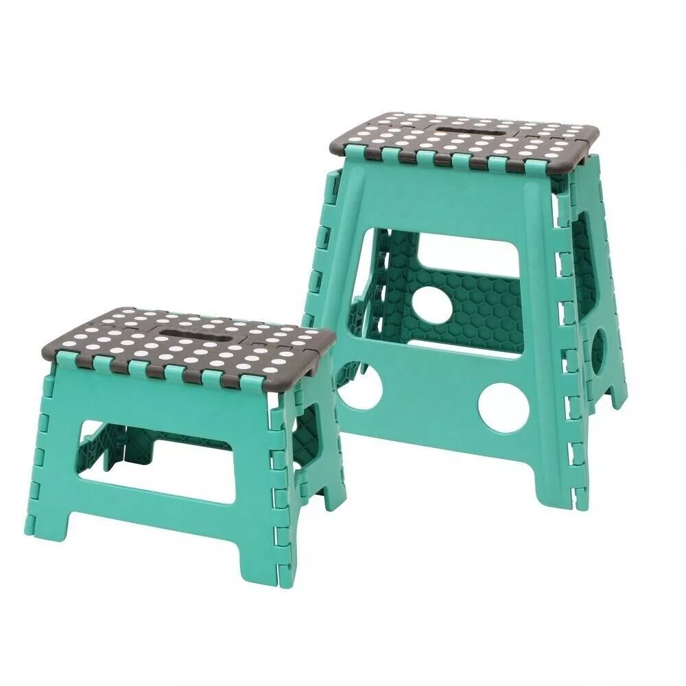 Small and Large Folding Step Stool Turquoise Lightweight Multi Purpose Non Slip