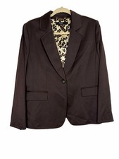 Alex Marie Dawna Jacket Brown Single Button Blazer Leopard Print Lined 12p NWT