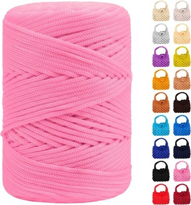 Macrame Cord 3mm x 185 Yards, Braided Polyester for DIY Crafts, Bright Pink