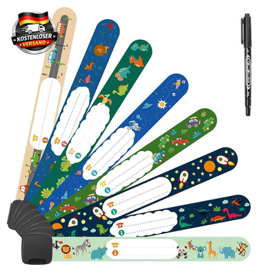 Kinder Notfallarmbänder Set 8 pcs Sicherheit ID Armbänder wasserfest mit Marker