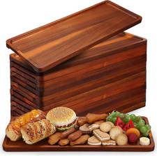 15 Pack Acacia Wood Serving Tray Set for Charcuterie & Appetizers