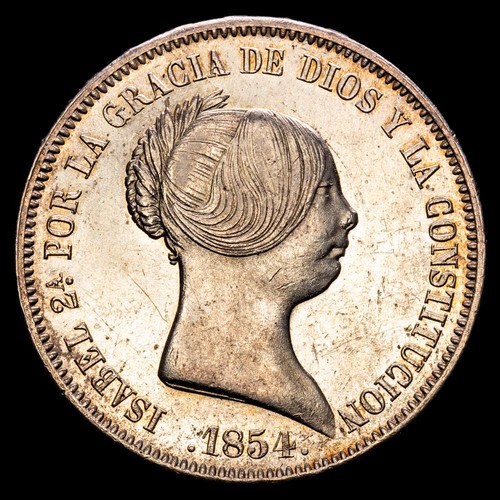 Isabel II (1833-1868). 20 reales. 1855. Madrid. (Cal-592). Ag. 25,94 gramos. Bue - Imagen 2 de 3