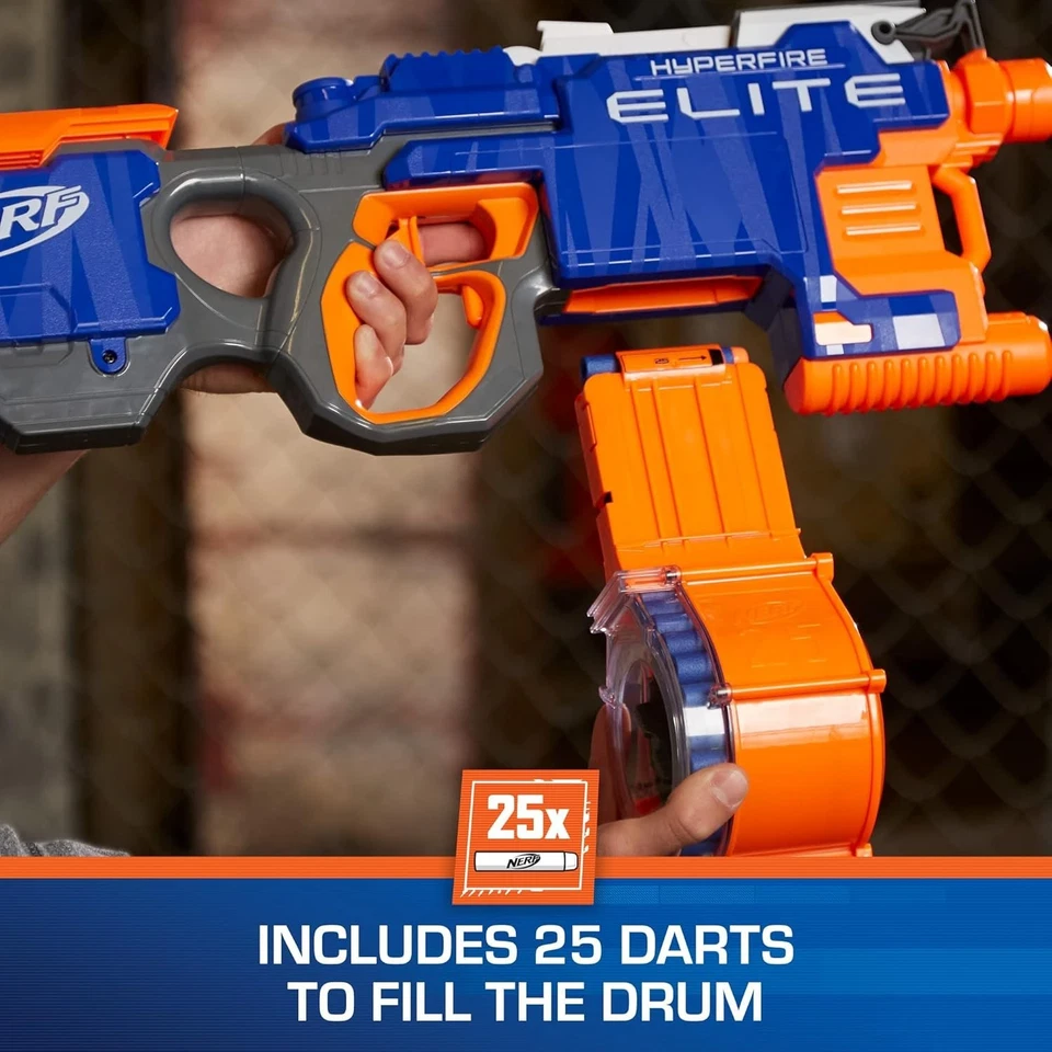 Nerf HyperFire Elite Blaster Motorized 25-Dart Drum 5 Darts/Sec w/ Darts - Image 3 of 4