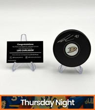 FANATICS UNDER WRAPS LEO CARLSSON AUTOGRAPHED PUCK WITH COA