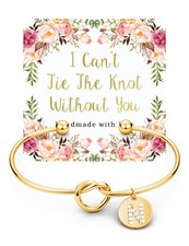 Bridesmaid Simple Gold Bracelet for Bridesmaids on Wedding Day Bracelet Set Maid
