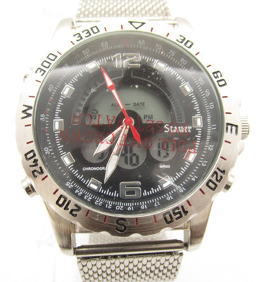 Men Stauer Digital/Analog Quartz Centurion 46mm Round Watch (H948) ''New Battery''