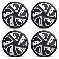 Wheel Trims 15" Black Silver ST Hub Caps Covers x4 Fits Vauxhall Corsa