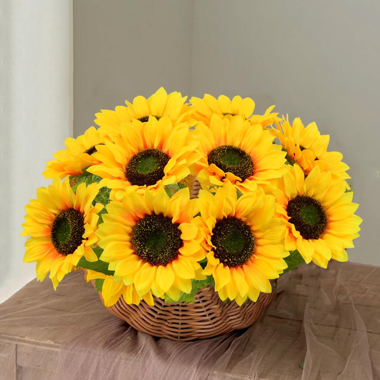 Artificial Sunflowers with Stems, 10 Pcs 6 Inch Sunflowers Artificial Flowers...
