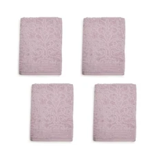 4 SMOKEY LAVENDER Broyhill Jacquard Textured Cotton Velour 30x56" BATH Towels