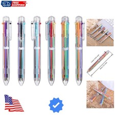 6 Pack 0.5mm 6-in-1 Multicolor Ballpoint Pen,6-Color Retractable Ballpoint Pe...