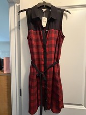 GUESS Red And Black Plaid Dress Women’s Size Medium New with Tags