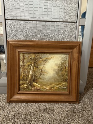 F. HOLZER ORIGINAL OIL ON CANVAS FOREST LANDSCAPE PAINTING