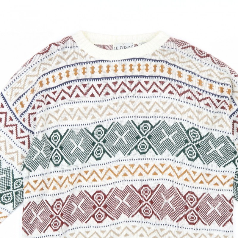 Le Tigre Mens Pullover Jumper Size L Multicoloured Crew Neck Geometric Casual image 6