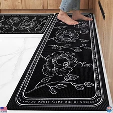 ROTTGOON Cushioned Anti-Fatigue Kitchen Mat Set - 2 Non-Slip Waterproof Rugs