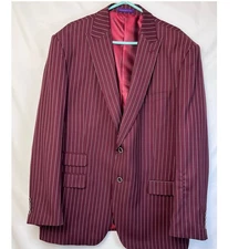 Vinci Men's Size 48L/43L Red/White 3 Piece Suit Vest, Jacket, and Pants