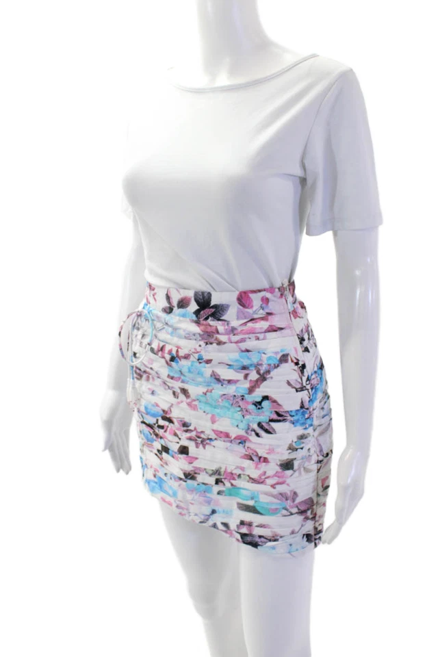 Minifalda floral con vendaje de arena rococó para mujer blanca de algodón talla S Foto 2 de 4