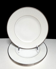 Waterford Lismore Platinum  4 SALAD PLATES  White Embossed Rims, UNUSED/TAGS
