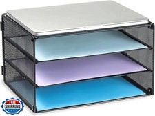 DALTACK 3 Tier Letter Tray Paper Organizer Mesh Metal Desk File O