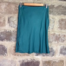 Anthropologie The Tilda Knee-Length Slip Skirt Teal Green Viscose Midi Womens XS
