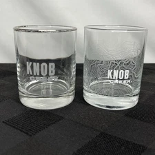 Set of 2 Knob Creek Bourbon Old Fashion Rocks Glasses Topography Etched Design