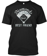 Softball Mom Gift Diamonds Are A Girls Best Friend T-Shirt Made in USA S to 5XL
