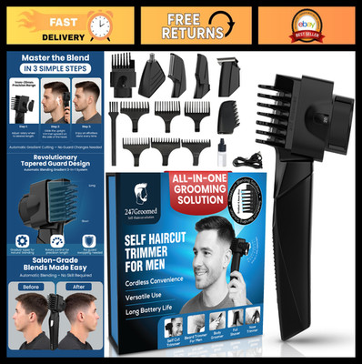 Self Haircut Trimmer for Men - Auto Blending Clippers, Adjustable Fade Guide, Be
