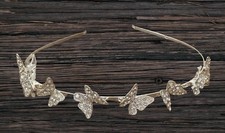 NWT Claires Silver Tone BUTTERFLIES BUTTERFLY RHINESTONE HEADBAND BRIDAL WEDDING
