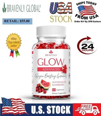 Bravenly Global Glow Advanced-60 Collagen Boosting Gummies - NEW/Exp 2028  