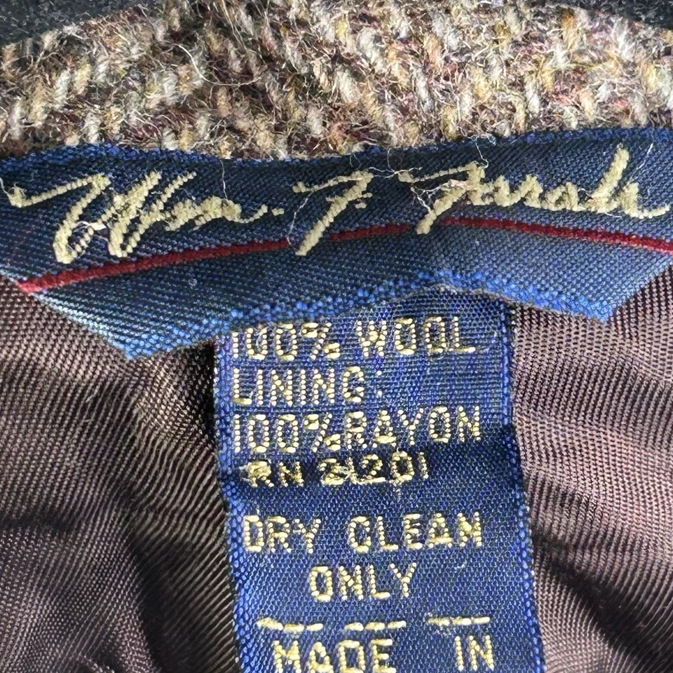 Blazer Abrigo Deportivo Vintage WFF by Farah Marrón Lana Espiga Tweed Talla 40R Foto 3 de 4