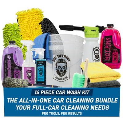 #ad Mr. Detroit 14pc Exterior Car Wash amp; Detailing Kit w Towels Brushes Soap $119.27