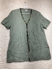 K Studio Tunic Shirt Womens 16 Short Sleeve Textured Button Detail Made in USA