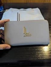 LouLu Zipper Closure Wallet Dark Beige 8"x4.5" In Bag Brand New Card Holder