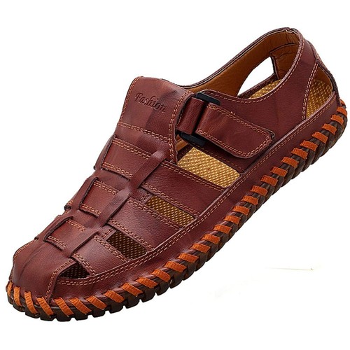 Mens Sport Sandals Closed Toe Outdoor Fisherman Shoes Leather Summer Beach Lo...