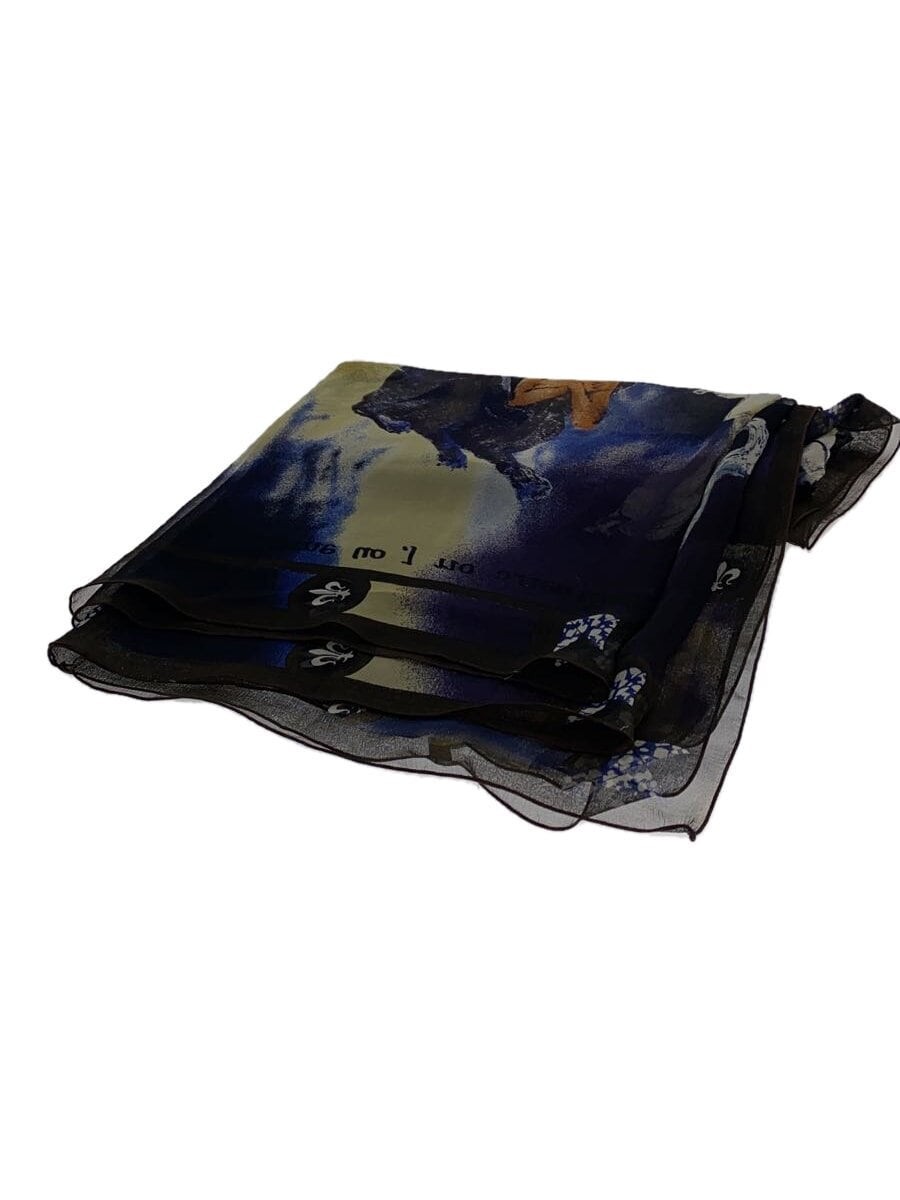 Black Silk Scarf with All-Over Pattern for Women-image