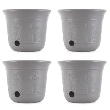 Suncast 300 Foot Heavy Duty 5 Gallon Decorative Garden Hose Pot, Gray (4 Pack)