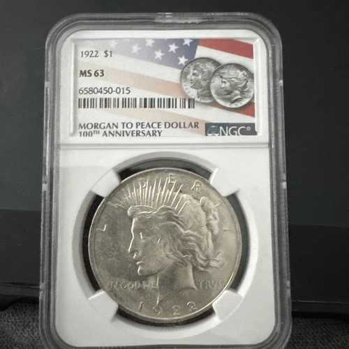 1922 Ms 63 Ngc Graded Silver Peace Dollar