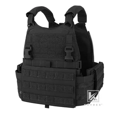 KRYDEX Tactical SCARAB Plate Carrier Heavy Duty Vest Black w/ Side Plates Pocket