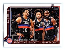 2025-26 Topps Basketball #279 Pistons Rain 3 Pointers: Pistons Shoot Lights Out
