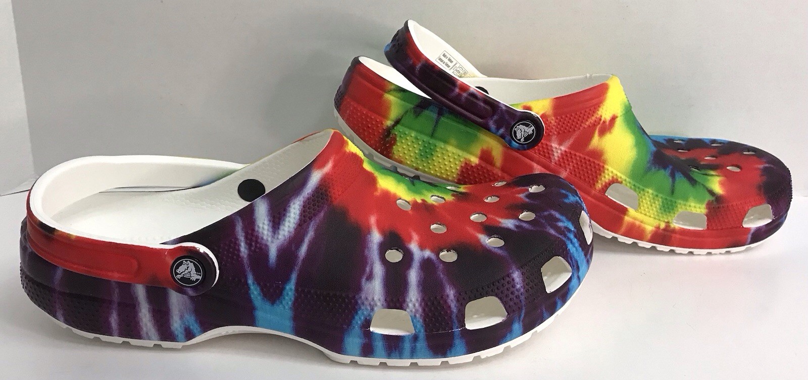 Crocs Classic Tie Dye Graphic Clogs Size M 12 W 14 Primary Colors Rainbow