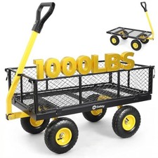 Sekey Steel Garden Cart, 1000 lb Capacity, Removable Sides, 10 in Tires Black