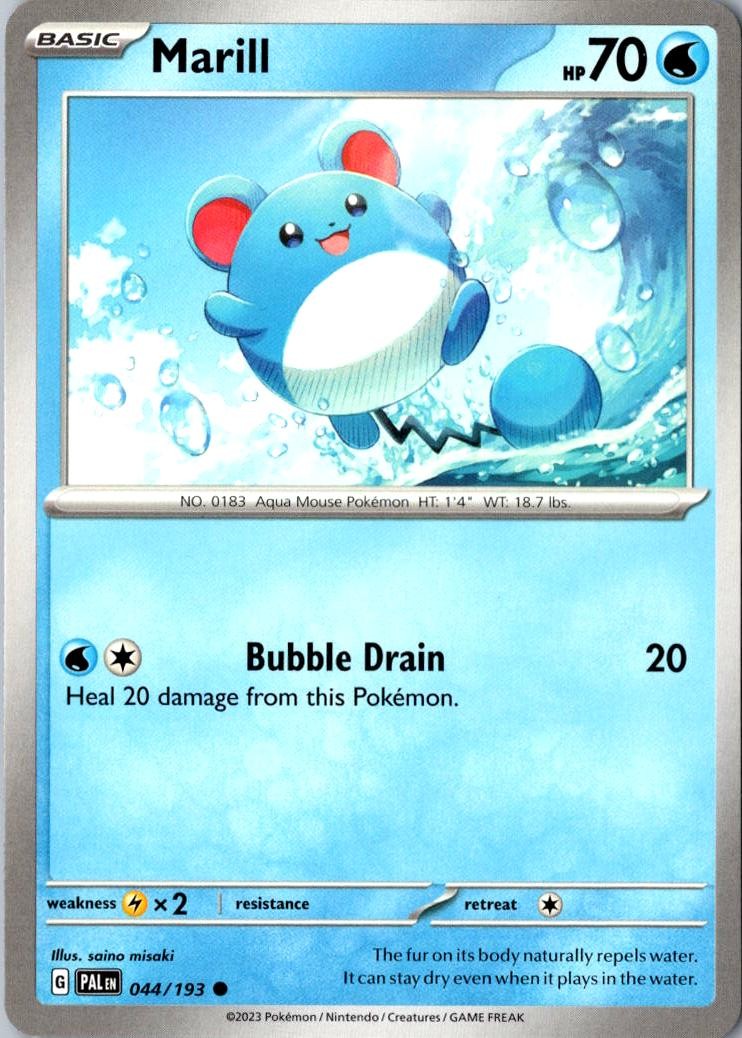Marill 044/193 Common Paldea Evolved LP Pokemon